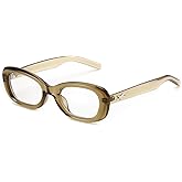 FEISEDY Retro Oval Blue Light Blocking Glasses for Women Nerd Fake Glasses Y2k Small Eyewear Frame B0229