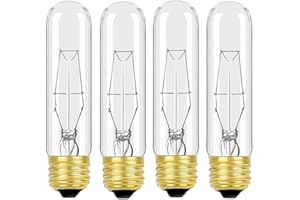 MMBGJKG 25 Watt T10 Clear Tubular Incandescent Light Bulb, T10 Bulb,Vintage Style Showcase Bulb,Showcase lamp,Dimmable for Desk Lamp,Curio Cabinet,Aquarium,Chandeliers,Aquarium Light Bulb (4PC)
