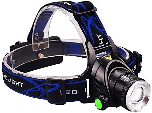 Super Bright LED Headlamp Waterproof Tactical Camping Light Zoomable Headlight Portable Helmet Flashlight Adjustable Include 18650 Battery &amp; Charger for Outdoor Hiking Hunting Cycling Running Climbing