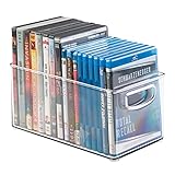 mDesign Household Storage Bin for DVDs, PS4 and Xbox Video Games - Medium, Clear