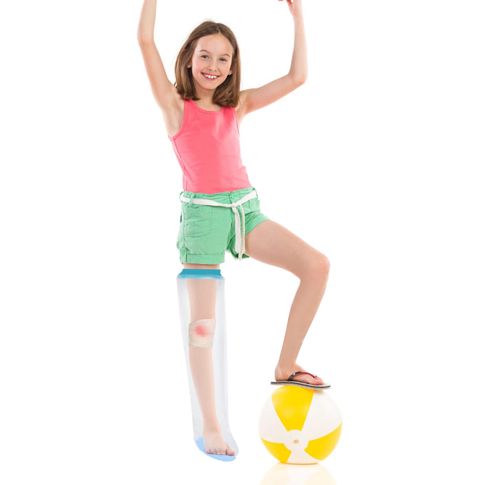 SUPERNIGHT Waterproof Full Leg Cast Cover for Kids - Reusable Watertight Protector for Teenagers' Bandages, Injuries, Burns, and Leg Wounds - Anti-Slip Design for Shower and Bath