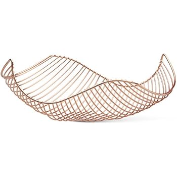 Vistella Fruit Bowl Basket in Copper Rose Gold - 6 Colors Available - Stainless Steel Wire Design with Modern Styling - Decorative Countertop Centerpiece
