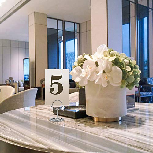 Jofefe 20pcs Mini Place Card Holders, Cute Table Number Holders, Classy Table Card Holder Table Picture Stands, Elegant Wire Photo Holder Menu Memo Clips, Idea for Wedding, Anniversary Party (Silver) - Thumbnail 2