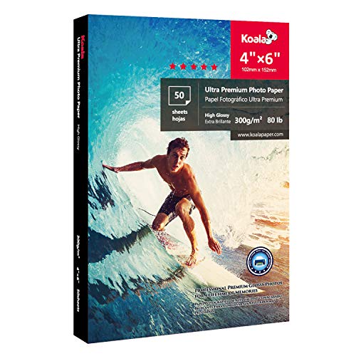Koala Ultra Premium Photo Paper 4x6 inch High Glossy Heavyweight 80lb for Inkjet Printer 50 Sheets