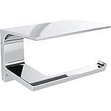 DELTA Pivotal Toilet Paper Holder With Shelf, Polished Chrome, Bathroom Accessories, 79956 6.93 x 3.94 x 3.5 Inches