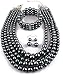Shineland Elegant Multilayers Simulated Pearl Strand Cluster Collar Bib Choker Costume Jewelry Sets