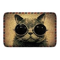 newplenty Doormat Entrance Floor Rug Indoor Mat Non-Slip Flannel for Bedroom Bathroom Living Room Kitchen Home Decorative 60x40CM (cat with Sunglasses)