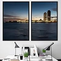 2 Piece Framed Canvas Wall Art Beautiful Sunset Canvas Prints Home Artwork Decoration for Living Room,Bedroom - 16