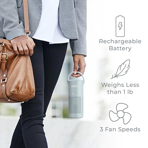 Pure Enrichment® PureZone™ Mini Portable Air Purifier - Cordless True HEPA Filter Cleans Air & Eliminates 99.97% of Dust, Odors, & Allergens Close to You - Cars, School, & Office (Starlight Blue)