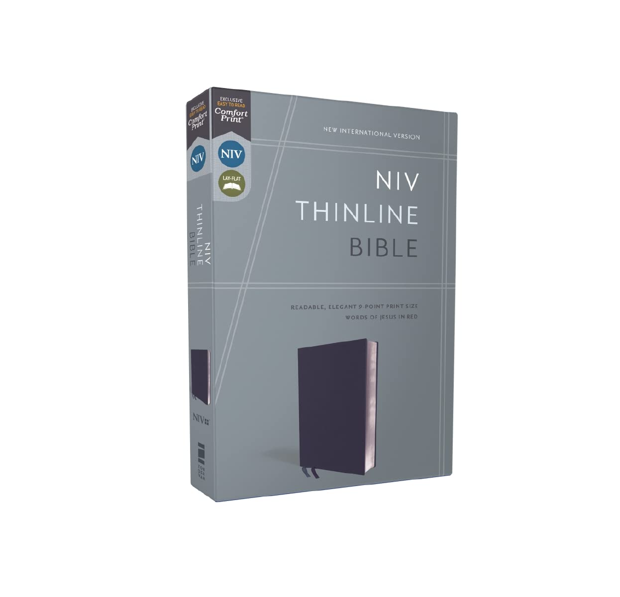 NIV, Thinline Bible, Bonded Leather, Navy, Red Letter, Thumb Indexed, Comfort Print