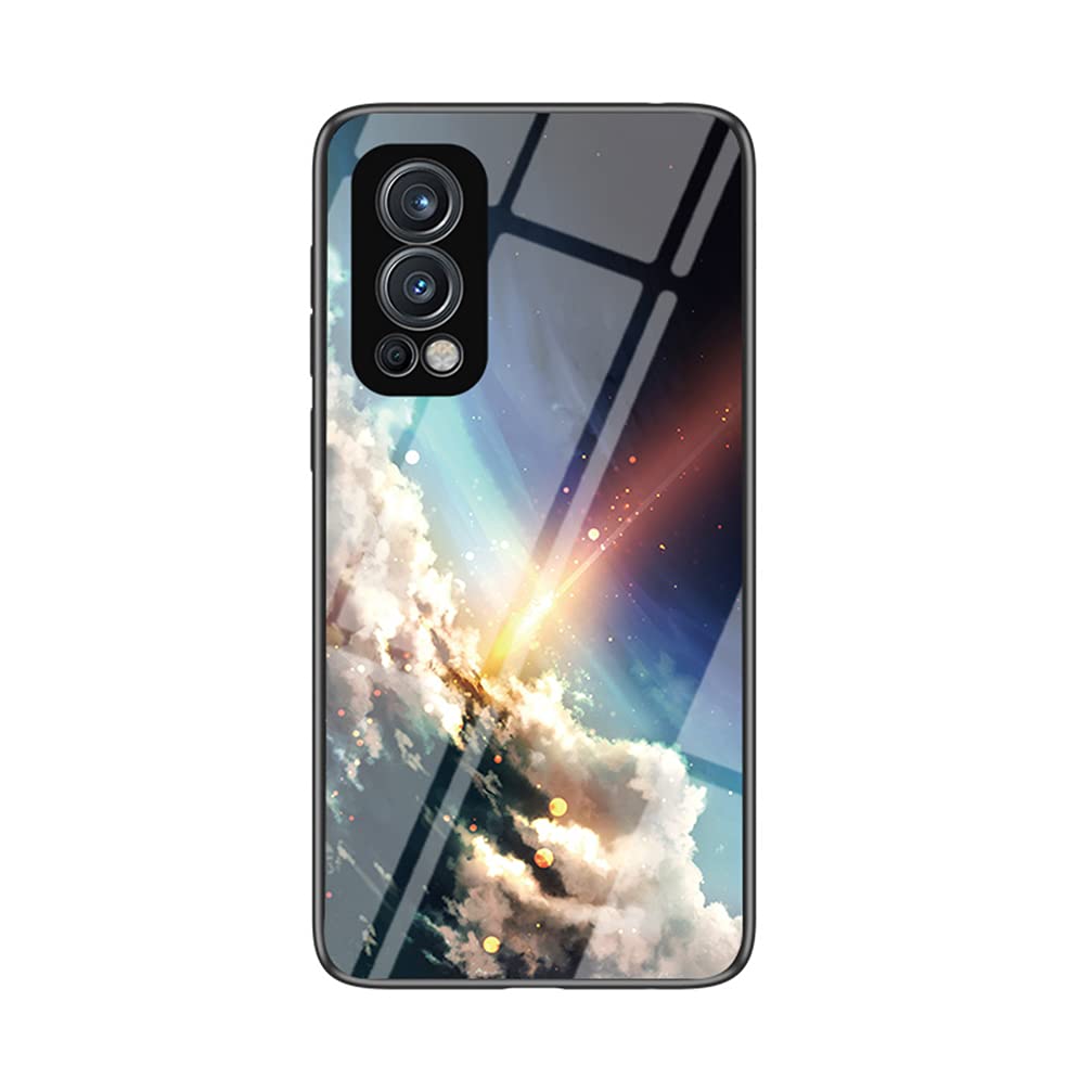 BRAND SET Case for OnePlus Nord 2 5G Transparent Brilliant Star Sky Pattern Protective Case Tempered Glass Back Cover Shockproof Case Suitable for OnePlus Nord 2 5G-CCXK