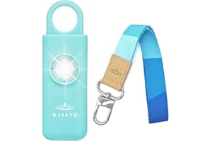 SOUTHSIDE BRANDS ALERTU Personal Safety Birdie Alarm with Wrist Lanyard - Police Recommended 130 dB Protection Siren, Strobe LED Light - Air Travel Approved - Pocket Size - U.S.Company (Blue-BlueGeo)