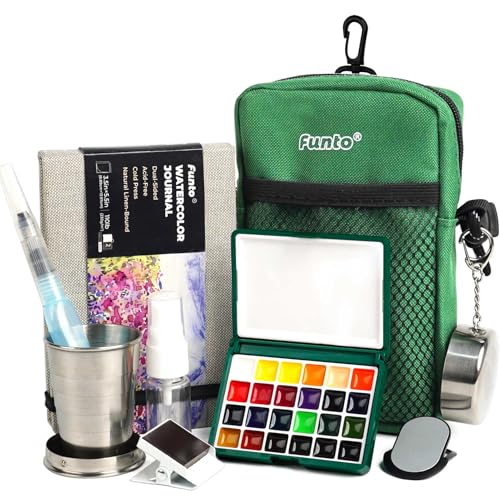24-Color Watercolor Dark Green Set