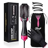Upgraded 3-in-1 Hair dryer brush Kit Includes Hot Air styling brush,no bend hair clips, glove, brush cleaner all you need for a one step hair straightener,Volumizer, curler.