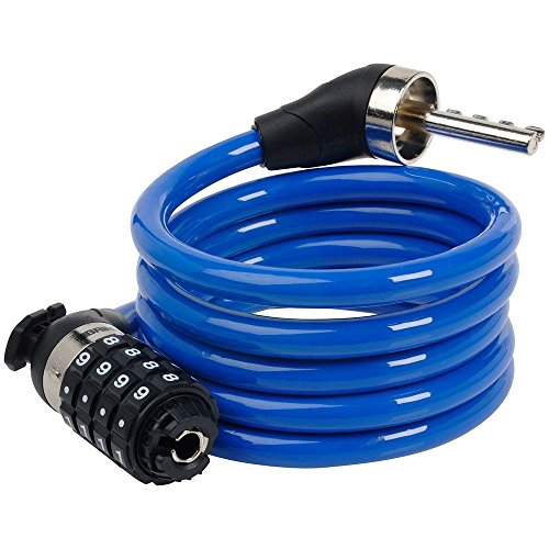 BRINKS175-38654 3/8" x 6' Cable with 4 Dial Resettable Combination Lock - Available in Blue, Red, or Black (Color May Vary)