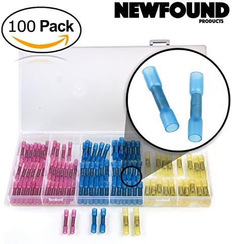 100pcs Insulated Heat Shrink Connectors Wire Butt Terminals Waterproof Electrical Wire 10-22 AWG Kit Marine Automotive