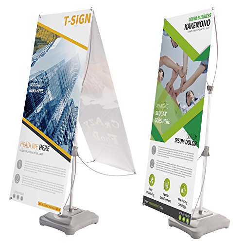 T-Sign Water Filling Base Tripod X Banner Stand, Double-Sided Adjustable Portable Outdoor Vinyl Banner Sign Holder Fits from 23