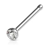 Cubic Zirconia Press Fit Nose Bone Stud Titanium IP