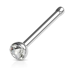 Cubic Zirconia Press Fit Nose Bone Stud Titanium IP