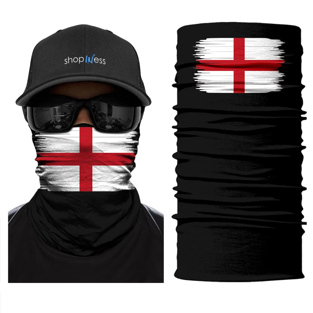 ShopINess Unisex Adult Multifunctional Headwear Bandana Neck Gaiter for Moto Outdoor Sport Events World Cup Tube Scarf (England)