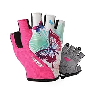 DuShow Cycling Gloves Women Half Finger Gel Padded Bike Gloves for Women Cycling Mountain Road Bicycle Biking Fingerless…