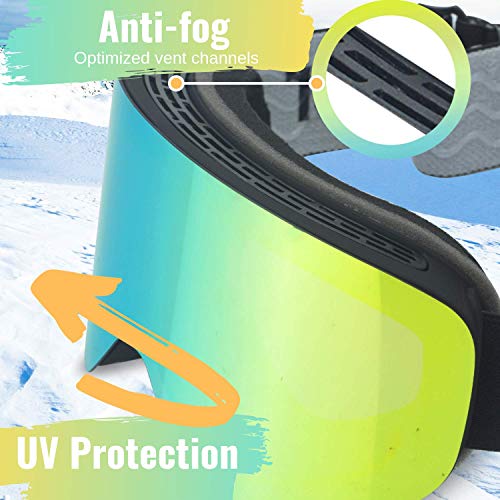 devembr OTG Ski Goggles PRO, Snowboard Goggles Anti-Fog, Magnet Interchangeable Lens, UV Protection, Helmet Compatible for Men & Women, Snow Goggles with Hard Case, Skiing Snowmobile Skating, VLT 21% - Thumbnail 4