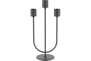 smtyle Fireplace Metal Candelabra Black Candlestick Holders Candle Stand for Taper Candles Table Centerpiece Set of 3 with Cast Iron
