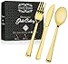 160 Piece Gold Heavyweight Disposable Cutlery Set - Plastic Silverware Flatware Pack - Includes 80 Forks, 40 Spoons, 40 Knives - Haute Soiree