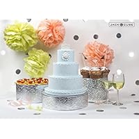 Jack Cube Cake Stand Set of 3, Cupcake Display Supplies Tray Plate for Decorative Party(8inch, 10inch, 12inch / Silver) - MK197ABCS