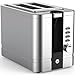 Vremi Toaster 2 Slice Stainless Steel - Retro Toaster for Bagels with Wide Slots for Large Slice Bread and Temp Control - Cool Silver and Black Toaster with Pop Up Reheat Defrost Removable Crumb Tray