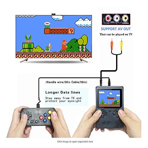 wanjiaxinhui Handheld Game Console, Retro FC Game Console, Portable Video Game Console for Connecting TV and Two Players with 3 Inch LCD Screen 168 Classic Games (Black)