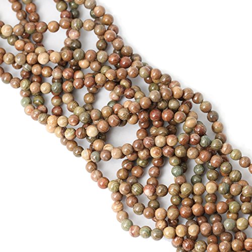 Qiwan 60PCS 6mm Natural Colorful Texture Jade Gemstone Round Loose Beads for Jewelry Making Handmade Materials 1 Strand 15"