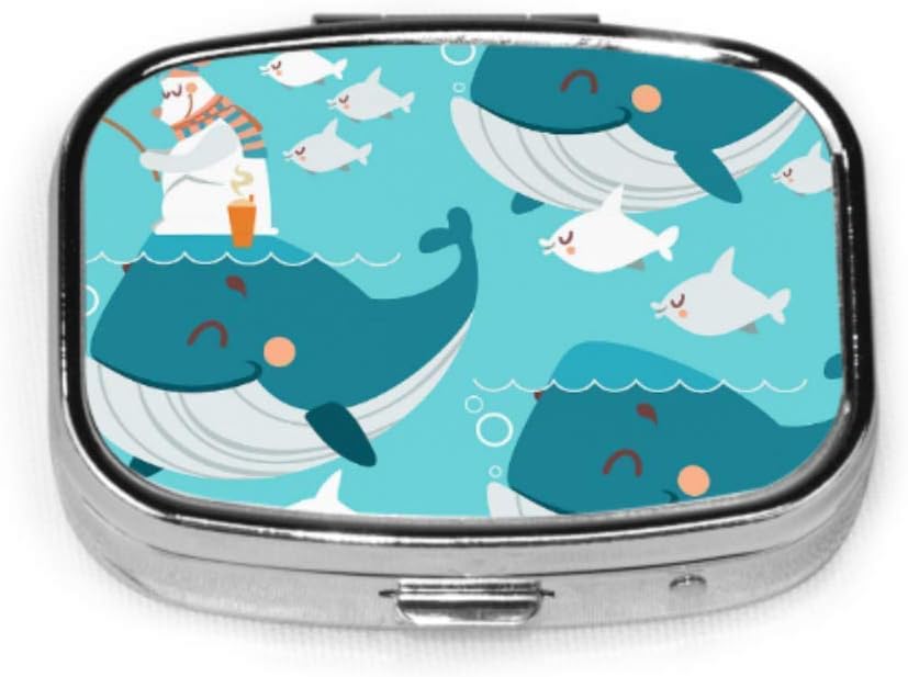 Pastillero de dibujos animados Ballenas sonrientes Estuche de píldoras