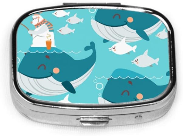 Pastillero de dibujos animados Ballenas sonrientes Estuche de píldoras