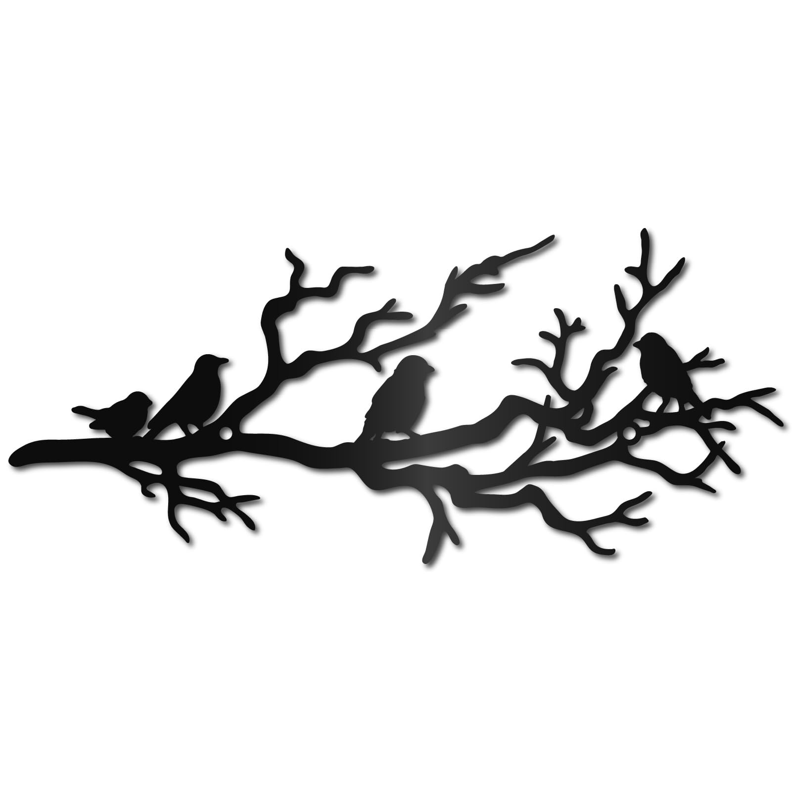 CREATCABIN Metal Branch Wall Art Decor Black Leaves with Birds Laser Cut Hanging Ornament Wall Decor for Bedroom Home 11.8x5Inch
