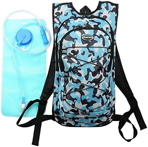 Hydration Pack with 2L Backpack Water Bladder for Hiking Running Biking Color Camo Blue