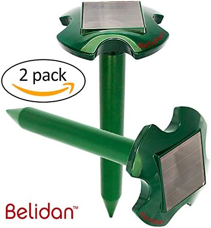 Belidan Mole Repeller 2 Pack Solar Mole Repeller - Gopher Repellent Ultrasonic Mole Repellent Snakes Rodent Mice Rat Vole Trap Deterrent Outdoor Chaser as good as Mole Poison Mole Killer Mole Trap