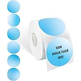 Yeachlaing 2 Inch Blue Round Thermal Sticker Labels, Self-Adhesive Circle Direct Thermal Labels, Multi-Purpose Roll Sticker Labels for DIY Logo Design, QR Code, Name Tag( 600 Labels,1 Roll)