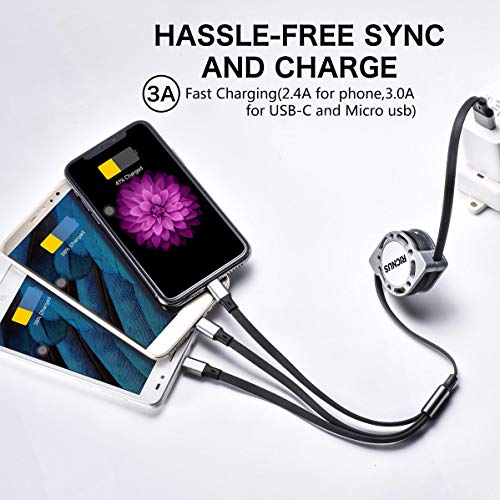 2 Pack RICNUS 4Ft 3.0A Retractable Multi USB Charger Cord, Multiple Charging Cable 3-in-1 USB Charge - //medicalbooks.filipinodoctors.org