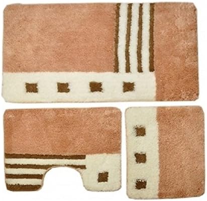 Serra Home Bath Rug Set Rattan Mat 3-D-14097, Luxury Washable Easy Care Quick Dry Large Pattern