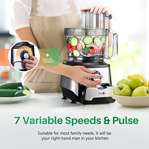 Food Processors 2022 MAGICCOS 1000W 14 Cup Food Processor, Large Dual
