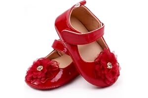 SABATUTU Infant Baby Girls Princess Wedding Dress Mary Jane Flats,Toddler Soft Sole Prewalker Sparkly Lightweight Shoes