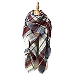Womens Plaid Scarf Pashmina Oversized Tartan Shawl Wraps Lightweight Blanket