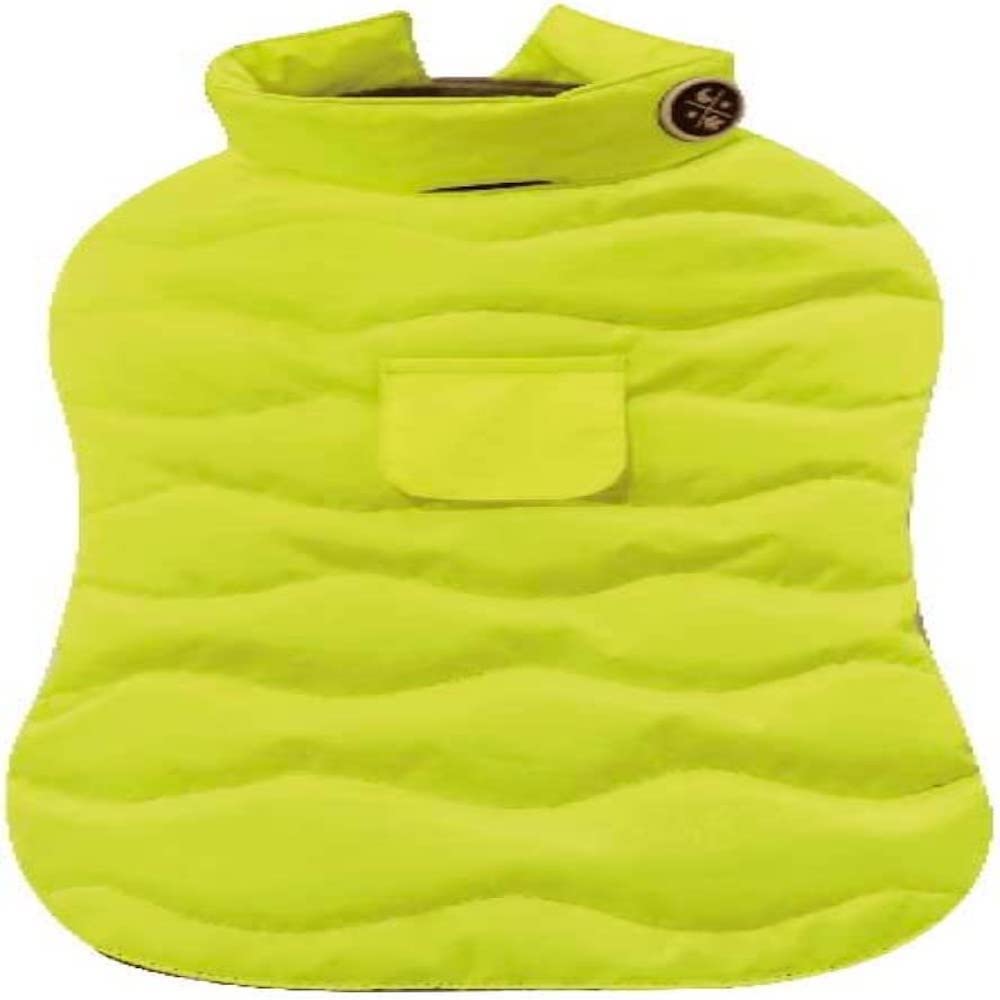 Croci Eco Leaves Yellow Dog Jacket, Back Size 30 Cm, Ecological Made With Recycled Materials, Padded And Adjustable, With Elastic And Hole For Leash And Harness, Yellow Color — image 1
