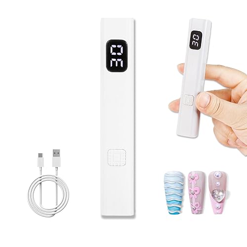 Portable Mini UV Nail Lamp for Gel Nails - White, Sleek, Lightweight, Travel-Friendly