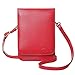 MINICAT Touch Screen Design Leather Mini Crossbody Cell Phone Wallet Purse Bag With Make Up Mirror(Red-Mirror)
