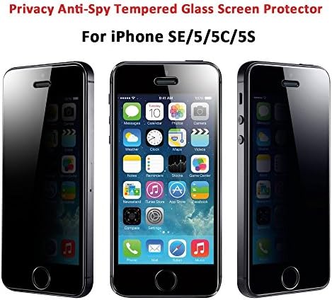 Touching iPhone SE Privacy Film Premium Tempered Glass Screen Protector for iPhone 5 5C 5S Anti Privacy Protection (Free Offer 1 X TPU Back Film)