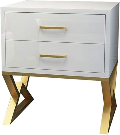 Wood Nightstand Edge End Table Side Table Coffee Table With Metal Leg And 2 Storage Drawers 15 5 L X 13 5 W X 22 H For Bedroom Bedside Furniture Amazon Co Uk Kitchen Home