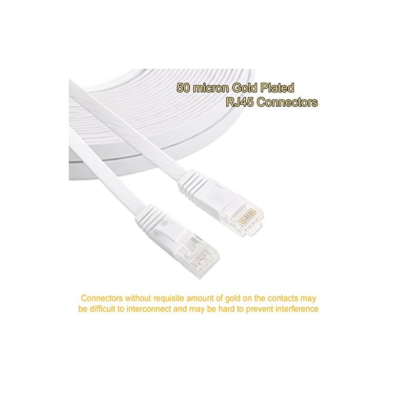 Cat 6 Flat Cable White Slim Long Network Cable Jadaol Fast