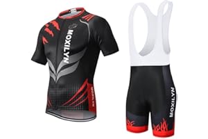 MOXILYN Men Cycling Jersey Set Bike Shorts and Jersey Suit 9D Padded Cycling Bibs MTB Shirts Short Sleeve Bicycle Clothes